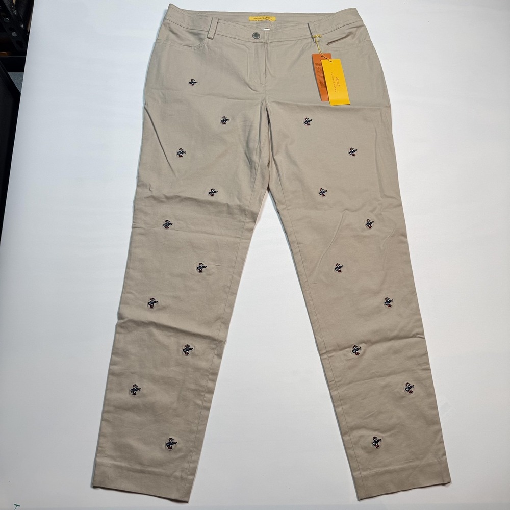 Louis Castel Pants Womens Size 76 Beige Chino Dog Embroidered Golf‎